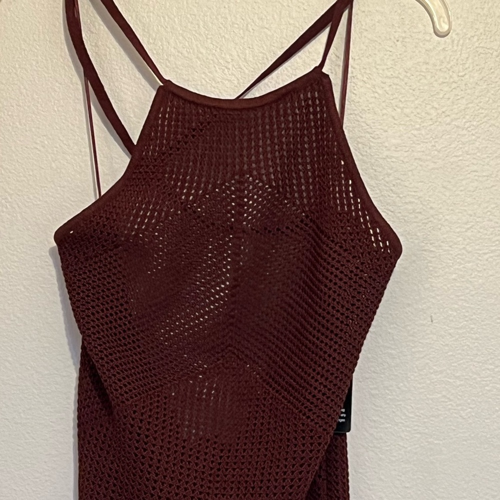 Brown mesh swim cover up
